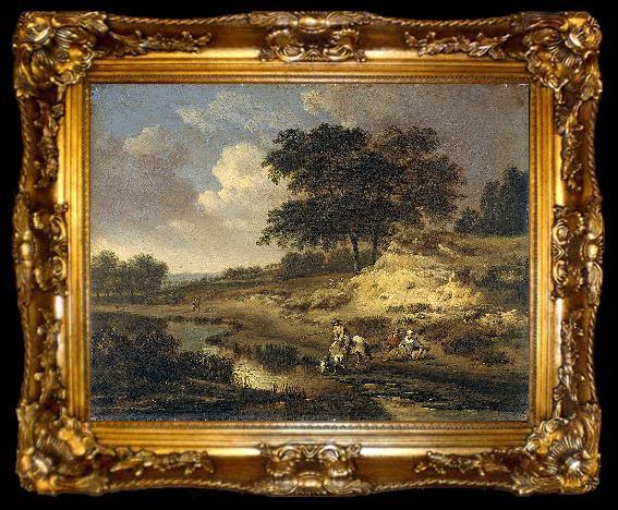 framed  Jan Wijnants Landscape with a rider watering his horse., ta009-2